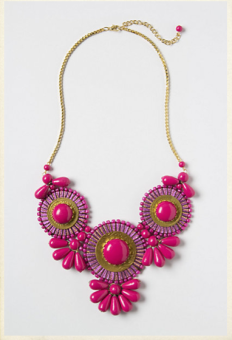 Anthropologie sunburst pink statement necklace