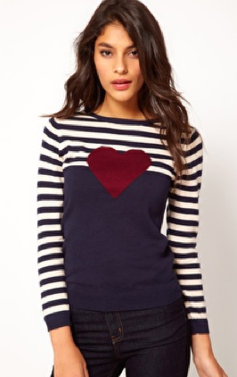 Sugarhill Boutique heart print striped sweater